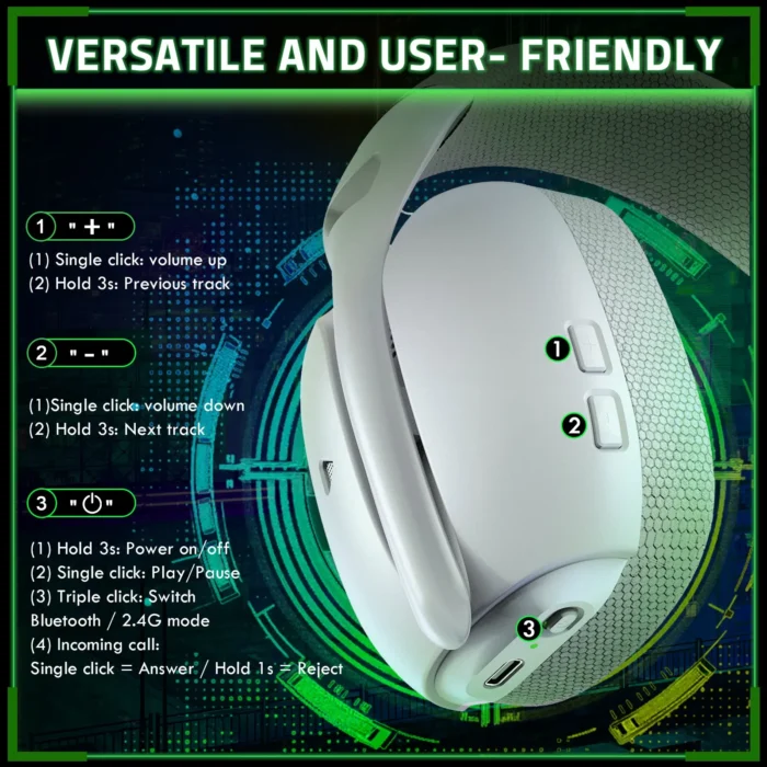Attack Shark L80 Pro Headset - White - Image 9