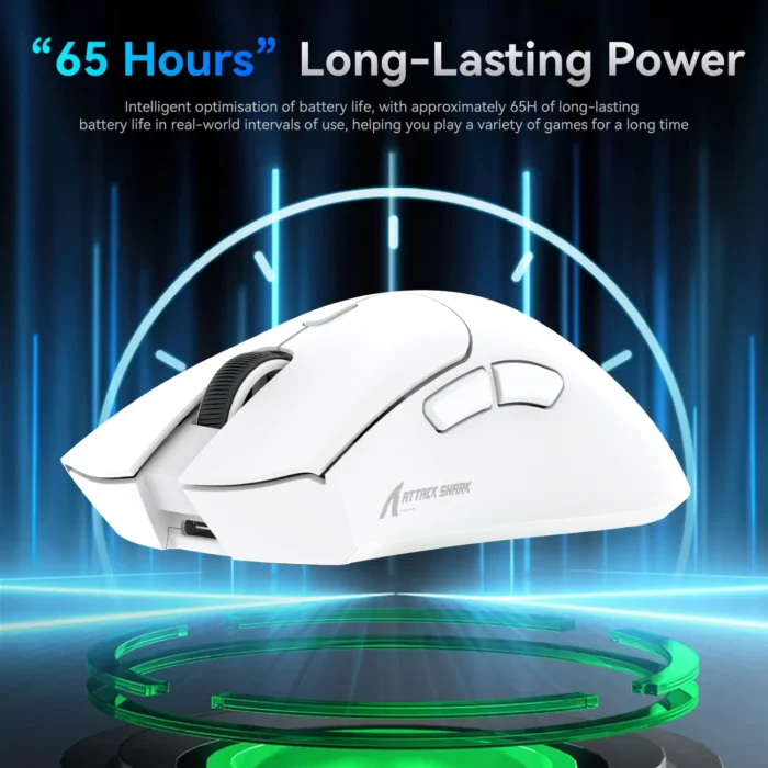 ⁦ATTACK SHARK R1 Wireless Gaming Mouse - White⁩ - الصورة ⁦7⁩