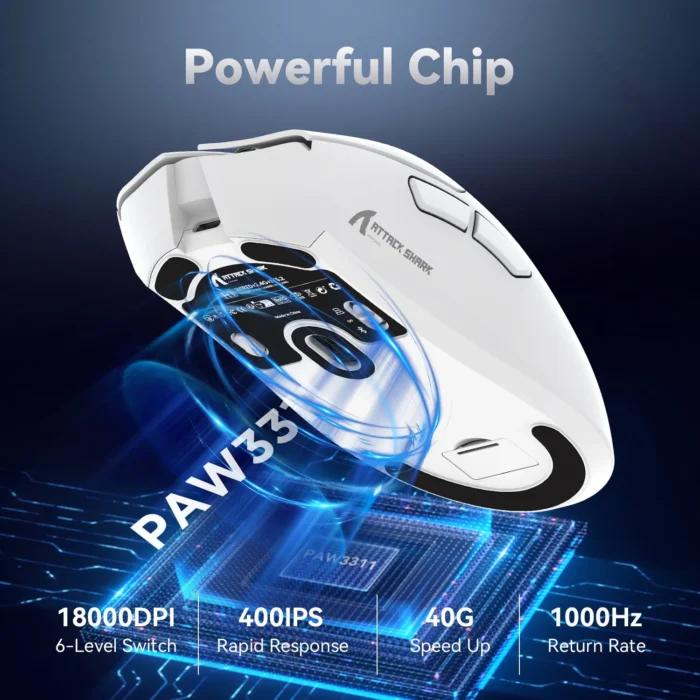 ⁦ATTACK SHARK R1 Wireless Gaming Mouse - White⁩ - الصورة ⁦8⁩