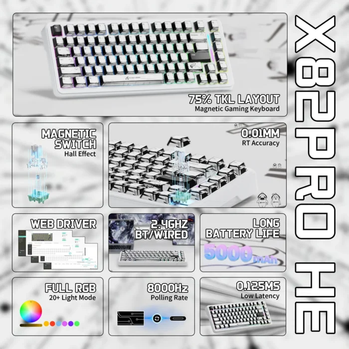 ⁦Keyboard Attack Shark X82Pro HE - Comic⁩ - الصورة ⁦14⁩