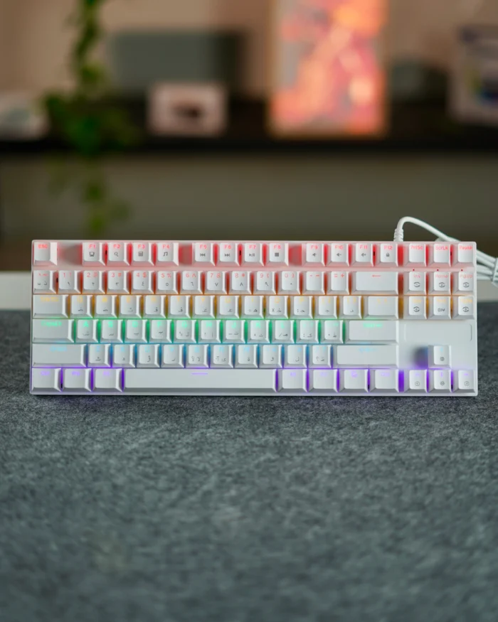 White Mechanical Arabic Keyboard 80% - Image 1