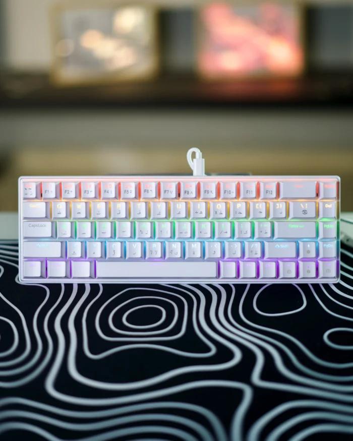 2 White Mechanical Arabic Keyboard 60% - الصورة 1