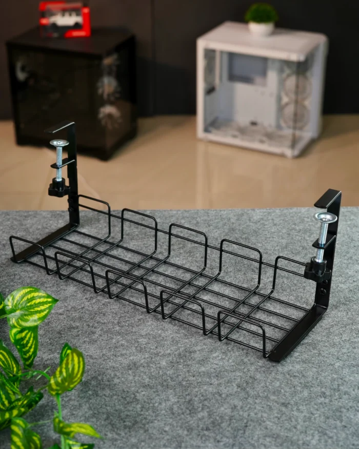 Black Under Desk Cable Tray - 45cm - Image 1