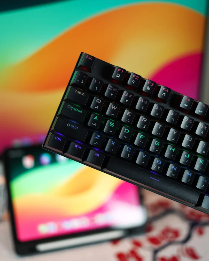 ⁦Black Mechanical Arabic Keyboard 80%⁩ - الصورة ⁦2⁩