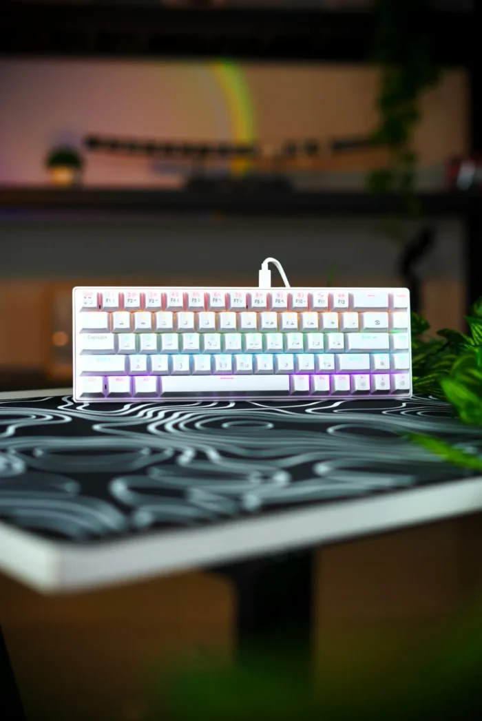 ⁦White Mechanical Arabic Keyboard 60%⁩ - الصورة ⁦4⁩