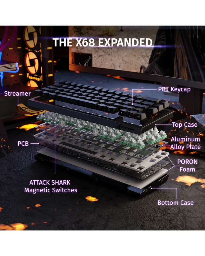 ⁦Keyboard Attack Shark X68 HE Black⁩ - الصورة ⁦6⁩