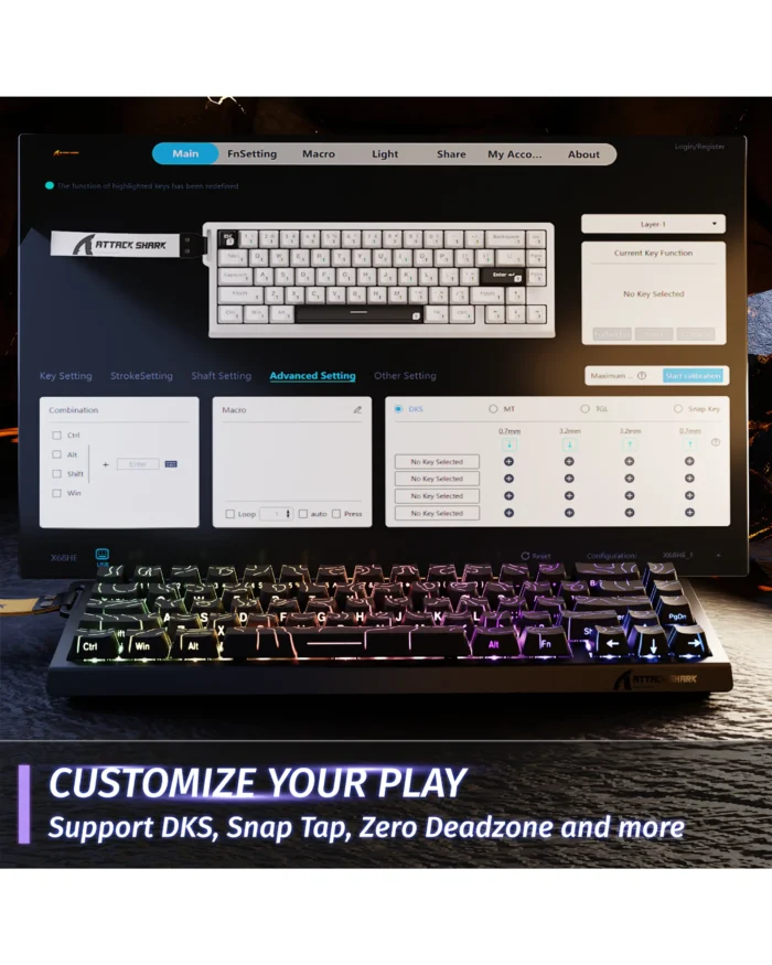 ⁦Keyboard Attack Shark X68 HE Black⁩ - الصورة ⁦7⁩
