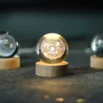 Wood Base Crystal Ball - Solar System