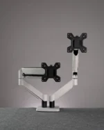White Dual Hydraulic Monitor Stand