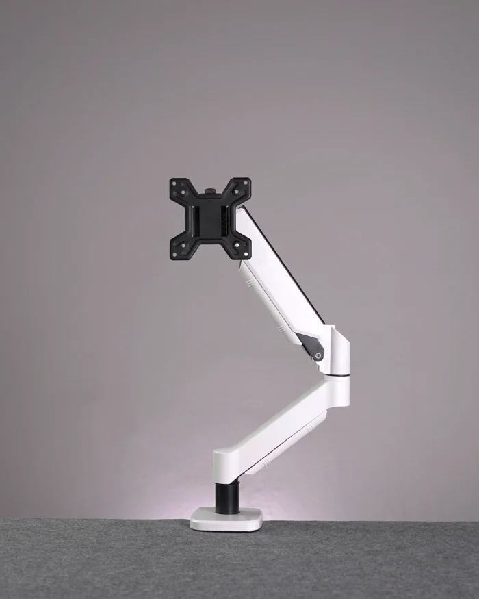 White Single Hydraulic Monitor Stand - Image 1