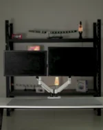 White Dual Hydraulic Monitor Stand - Image 4