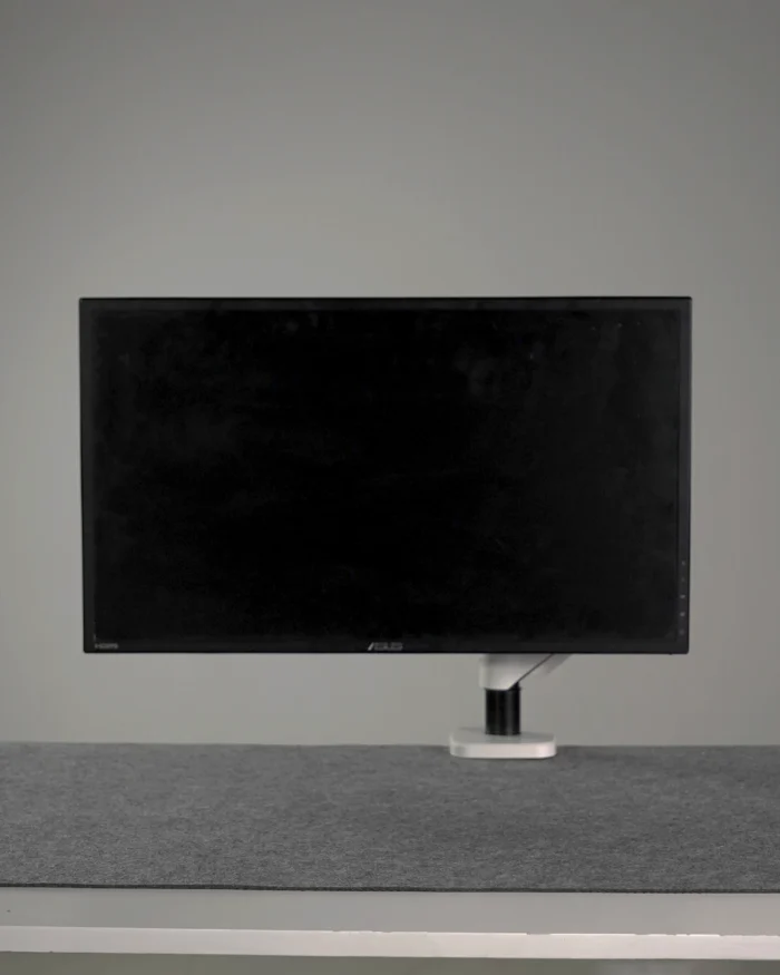 White Single Hydraulic Monitor Stand - Image 4