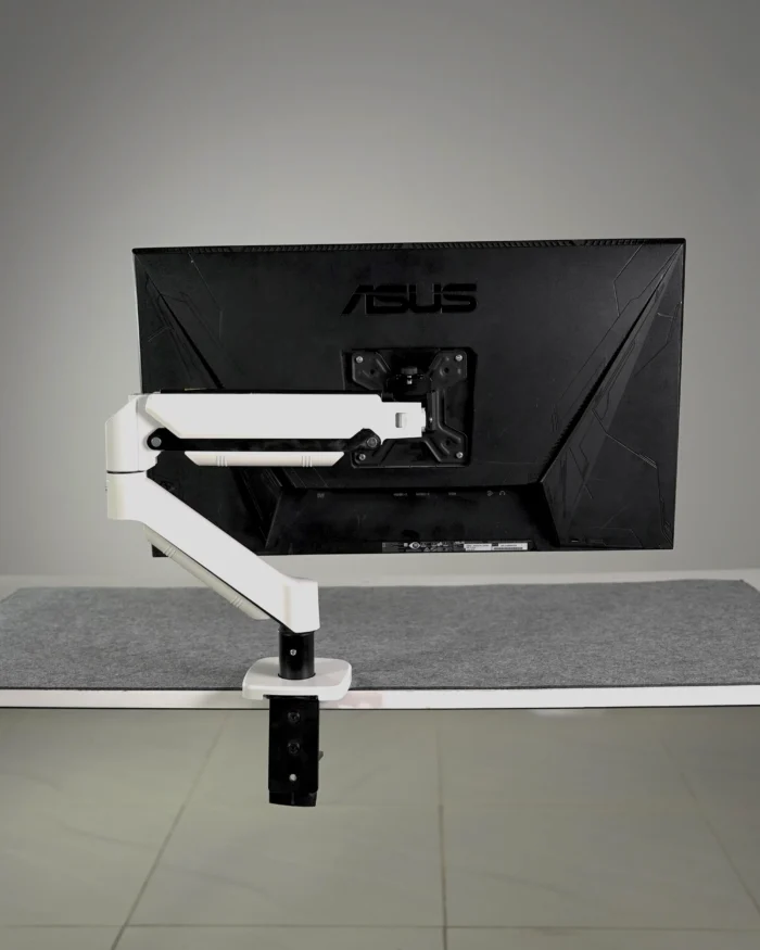 White Single Hydraulic Monitor Stand - Image 2