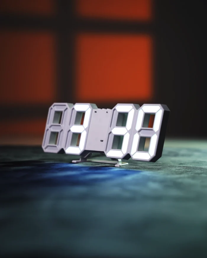 DSC06822 White 3D Digital Clock - Image 1