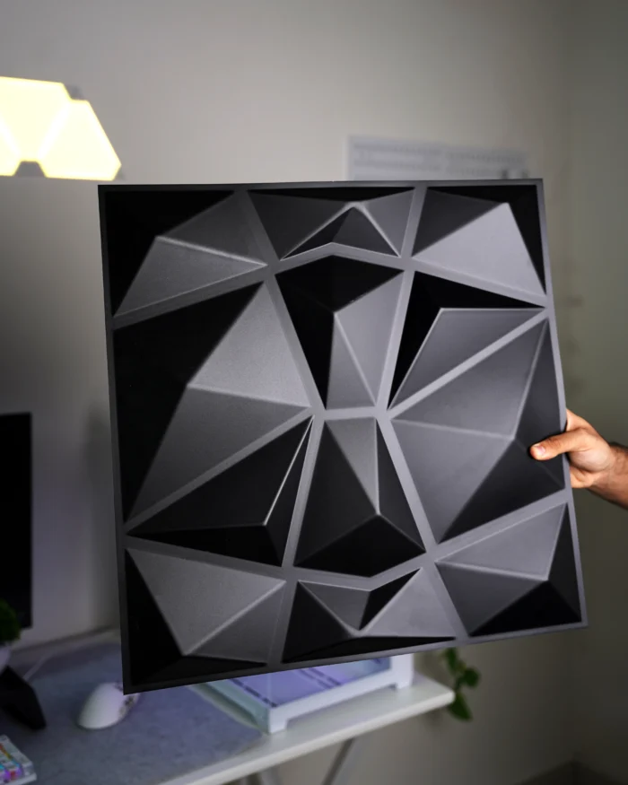 ⁦Black Crystal 3D Wall Panel, 50x50cm⁩ - الصورة ⁦2⁩