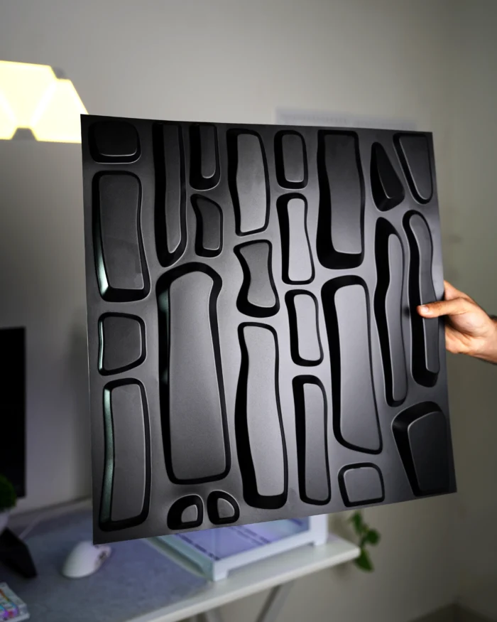 Black Brick 3D Wall Panel, 50x50cm - Image 2