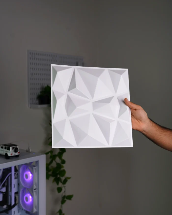 ⁦White Crystal 3D Wall Panel, 30x30cm⁩ - الصورة ⁦3⁩