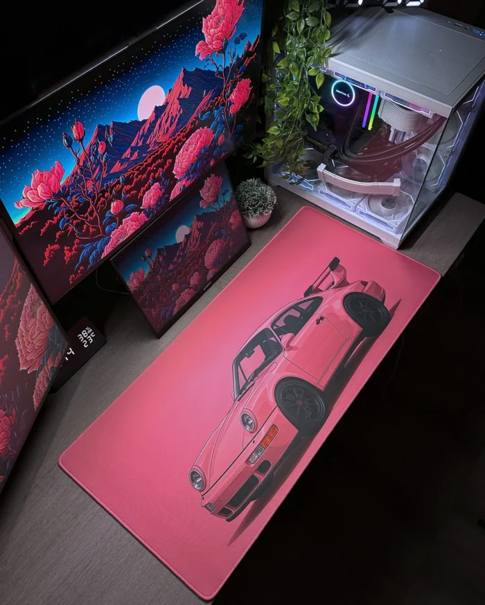 ⁦Pink Porsche Mousepad (40x90)⁩ - الصورة ⁦1⁩