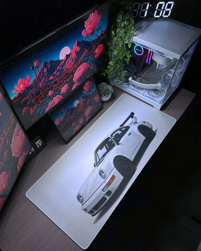 jbnjezfpyqhdooakxx0a White Porsche Mousepad (40x90) - Image 1