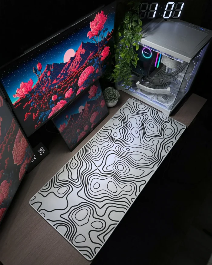 m4zzv9hfmonrlwjeu8au White Topography Mousepad (40x90) - Image 1