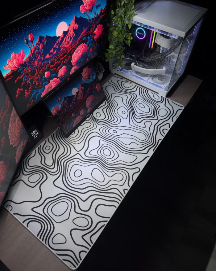 pu8btkwvb06rbnz3spwt White Topography Mousepad (50x100) - Image 1