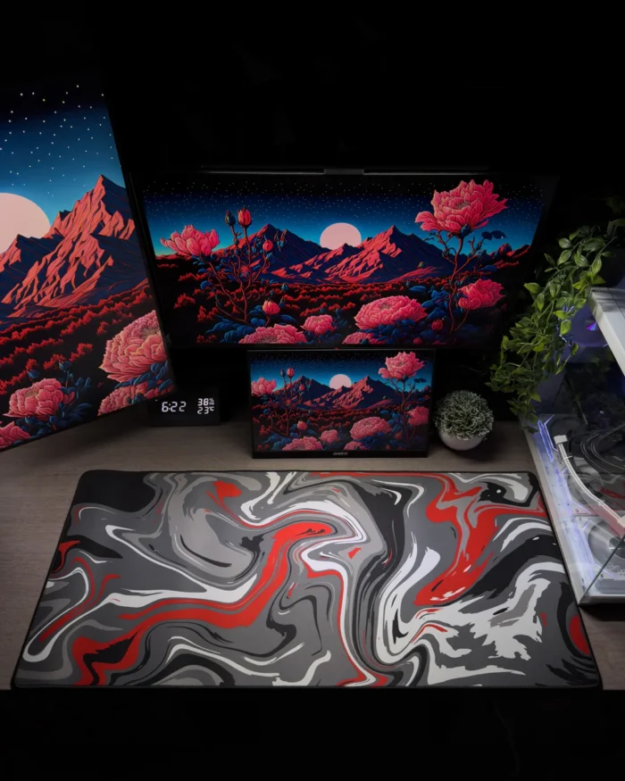 Red Waves Mousepad (40x90) - Image 2