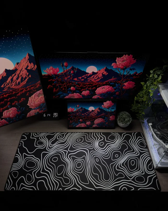 ⁦Black Topography Mousepad (40x90)⁩ - الصورة ⁦2⁩